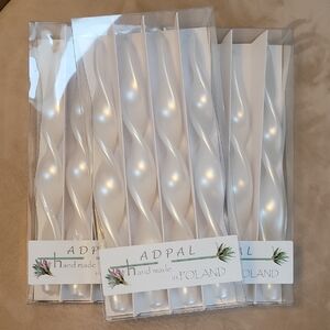 NEW Adpal Handmade Pearly White Twisted Candles Set of 4; 3 Box Set